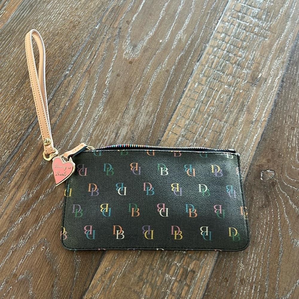 Dooney and Burke multicolored wristlet and key holder